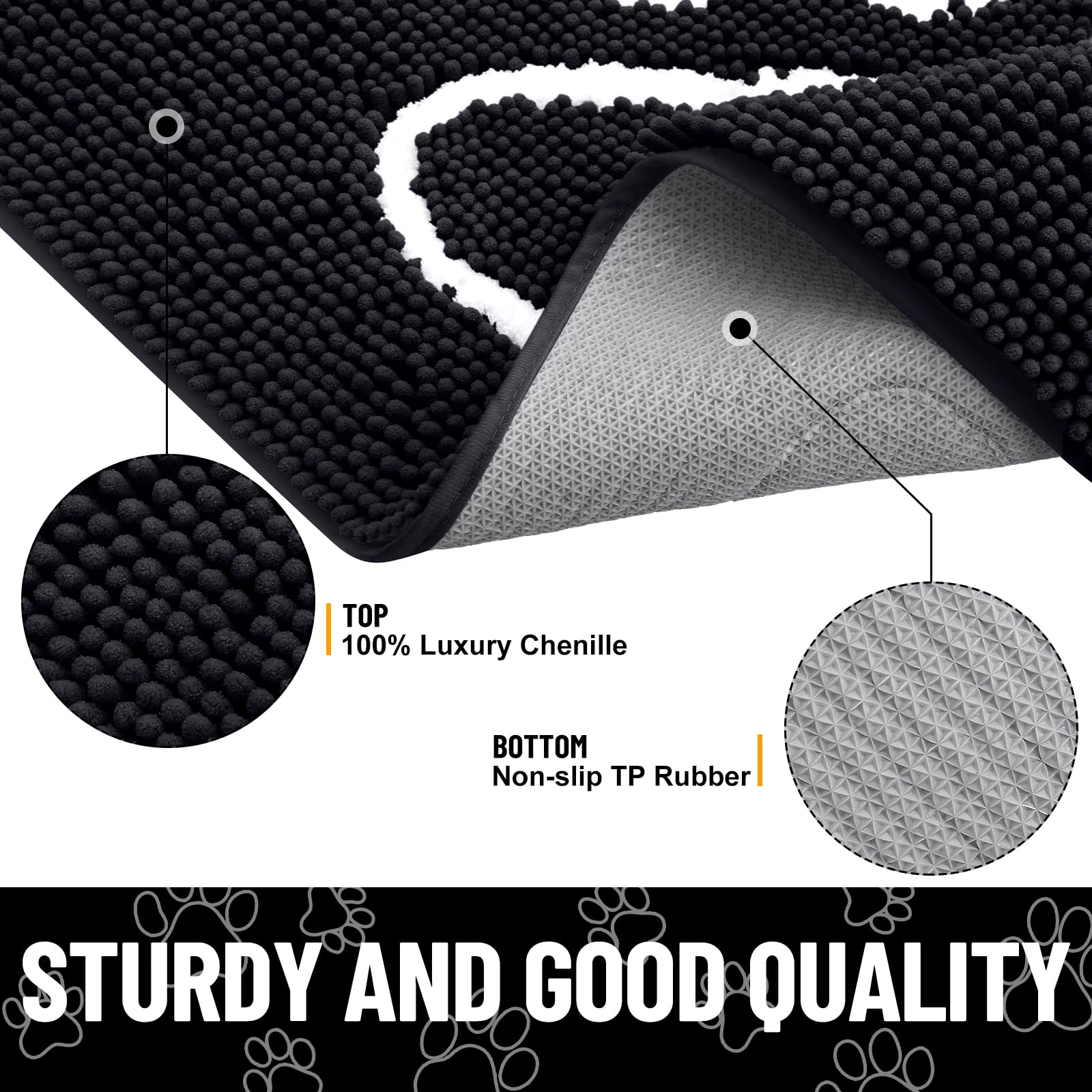 Smiry door mat with non-slip rubber backing stays put on dry floors.