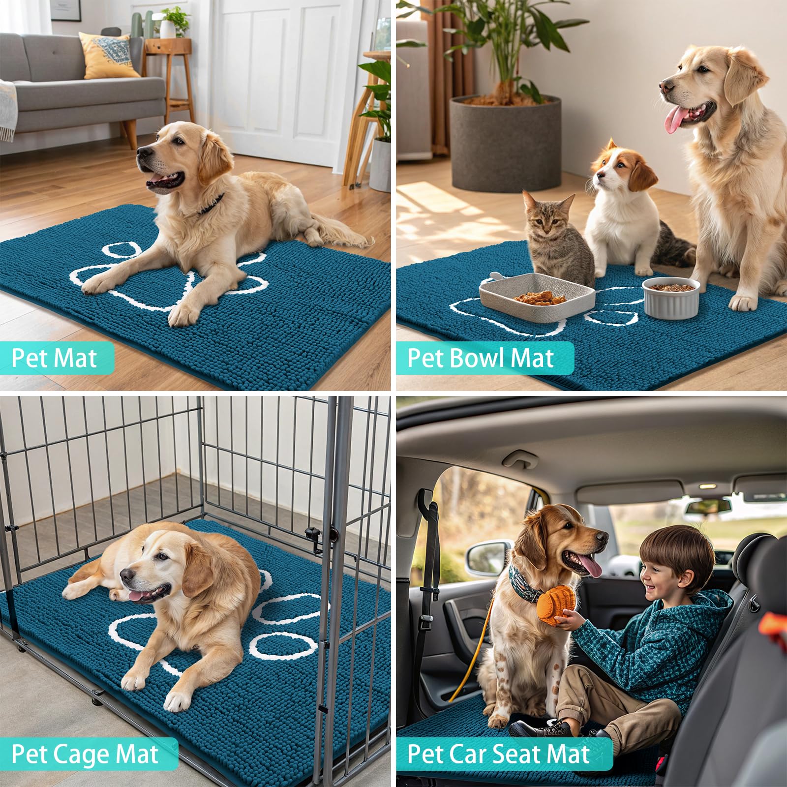 30x20 Smiry mat covers entryways, protecting floors from muddy paws.
