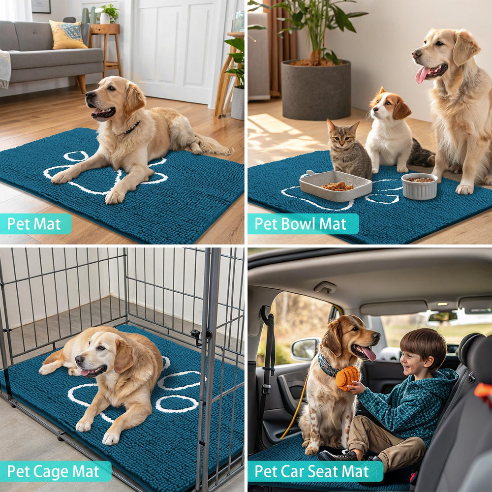30x20 Smiry mat covers entryways, protecting floors from muddy paws.