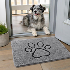Smiry dog door mat soft chenille closeup provides a cozy surface for muddy paws.
