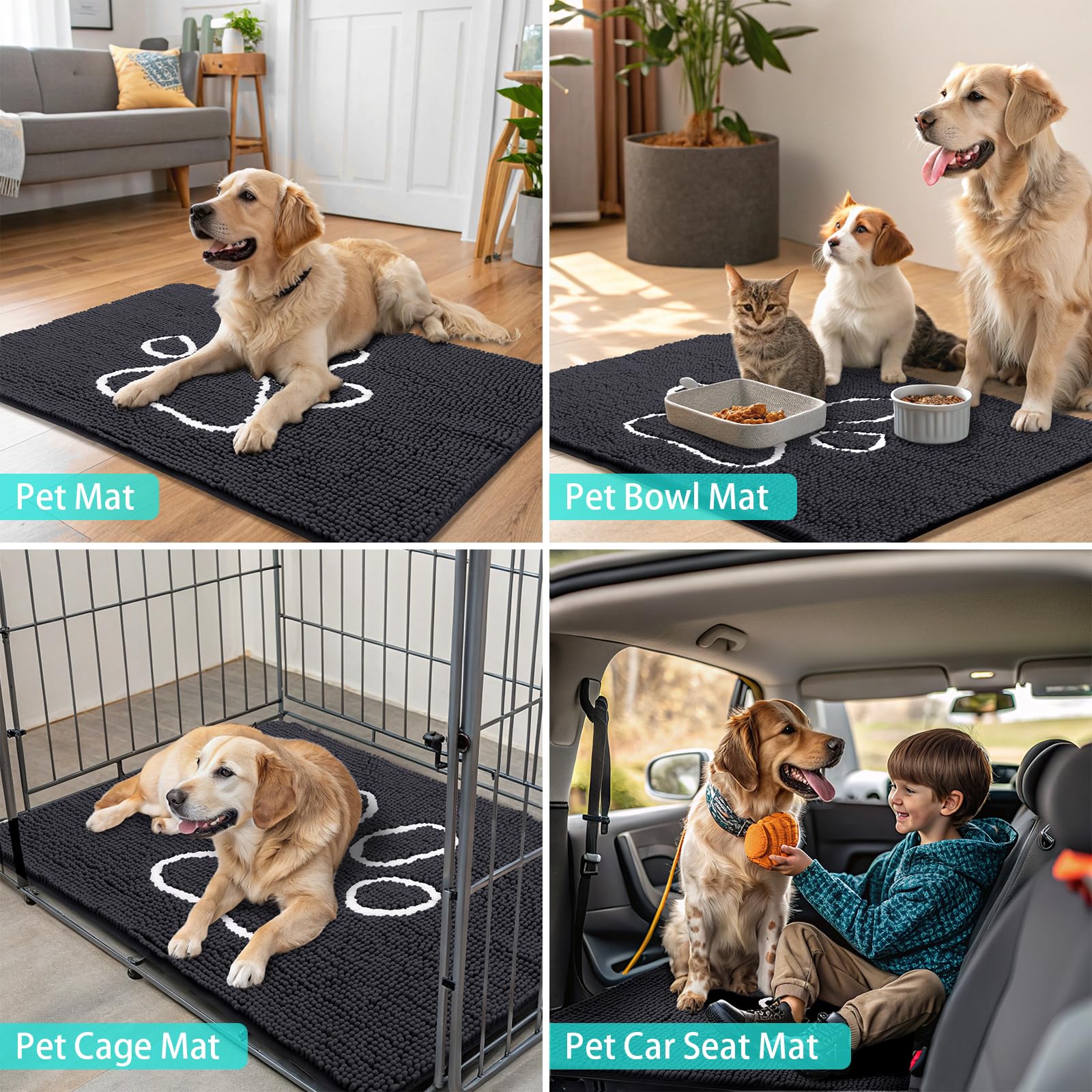 Smiry indoor-outdoor mat endures heavy use in foyers, patios, or garages.