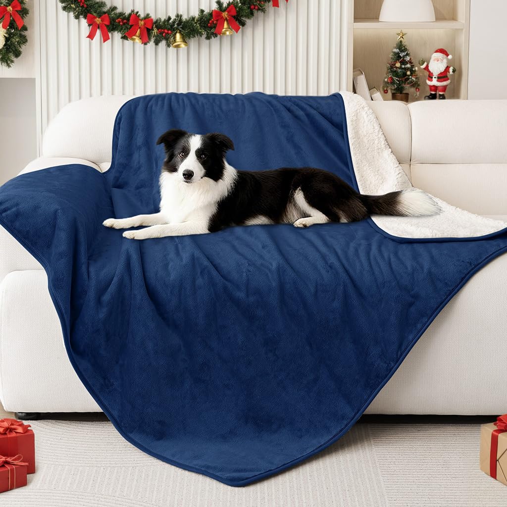 Smiry waterproof dog bed blanket with waterproof lining protecting beds from spills