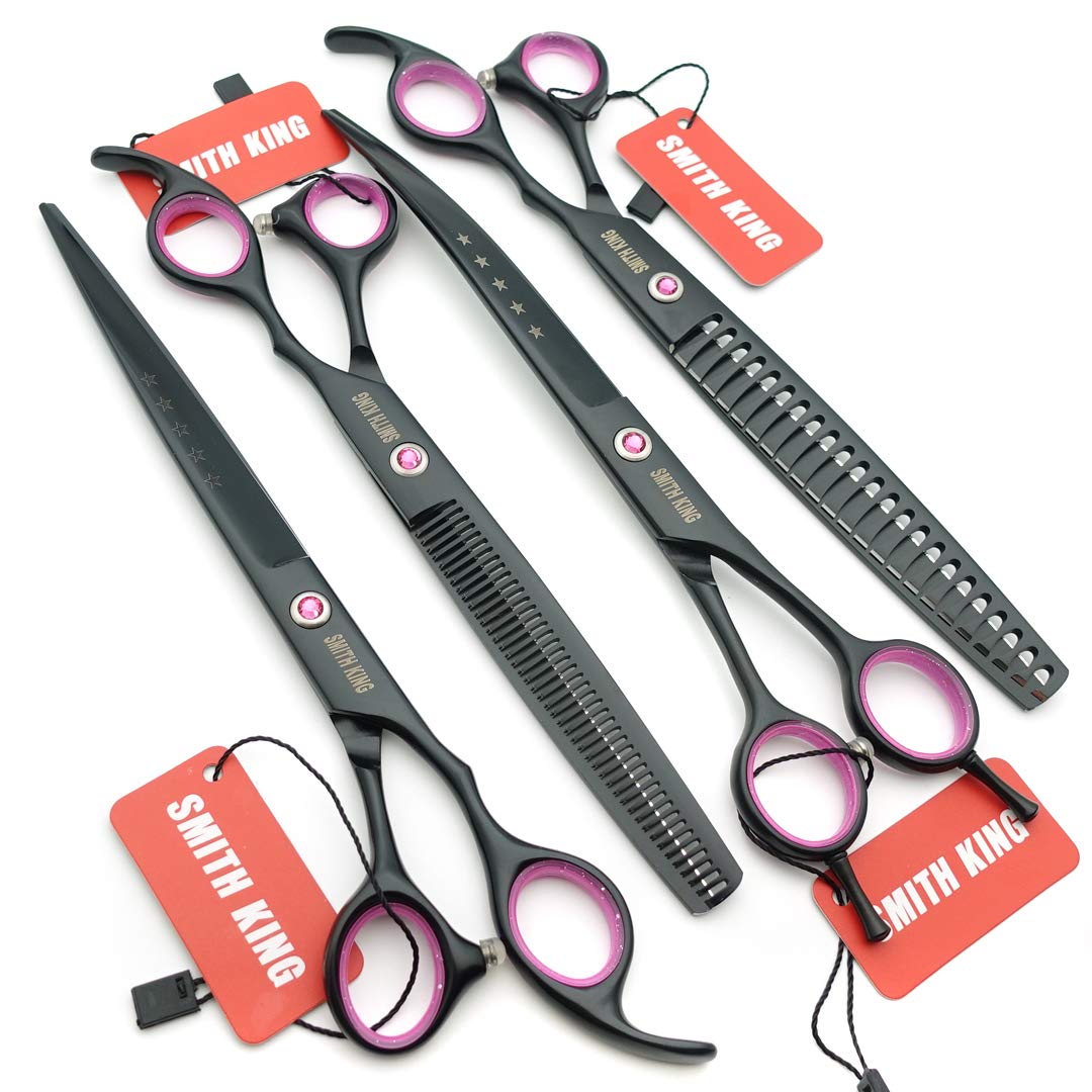 Smithking curved dog grooming scissors shape contours with accuracy.
