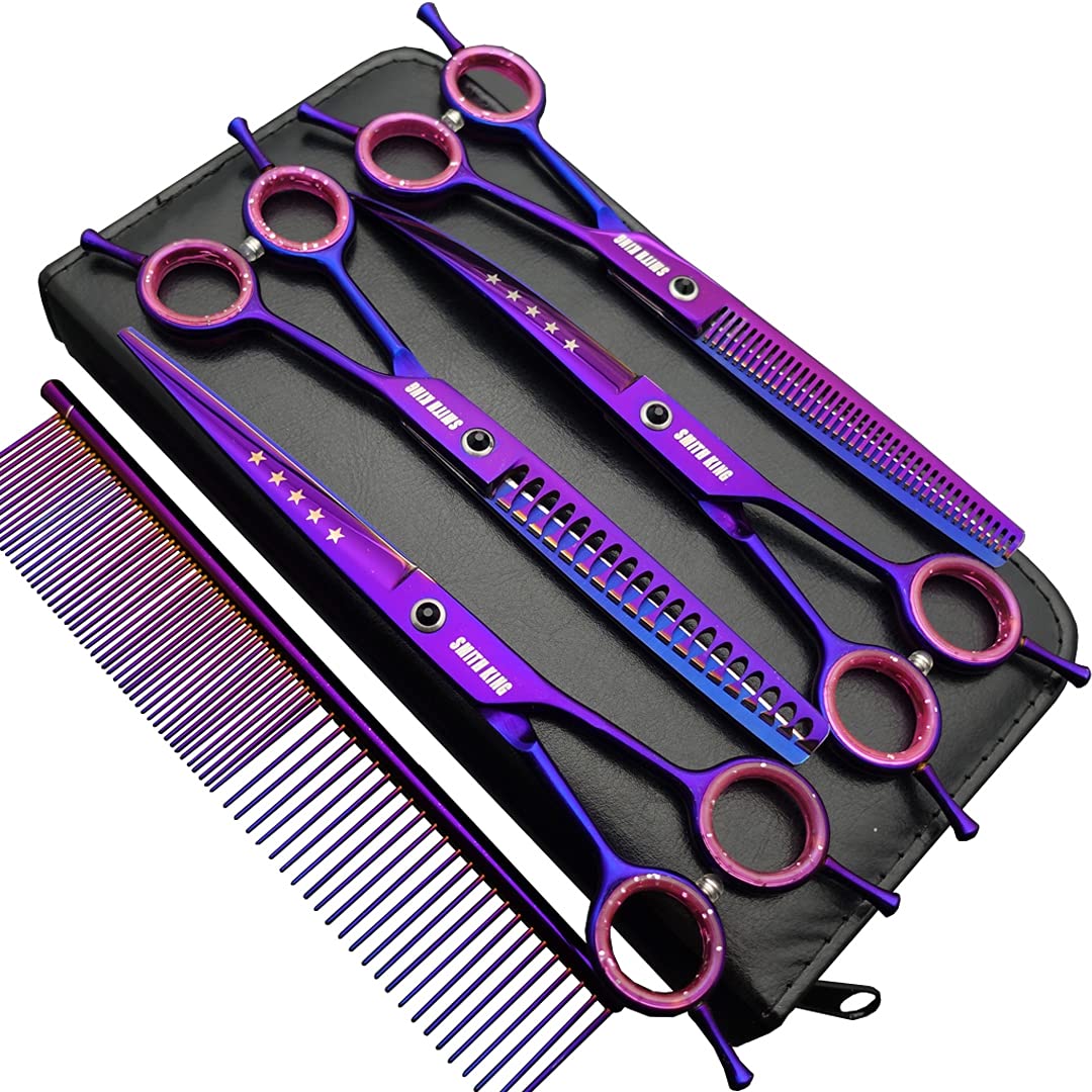 Smithking straight 7in dog grooming scissors for precise cuts.