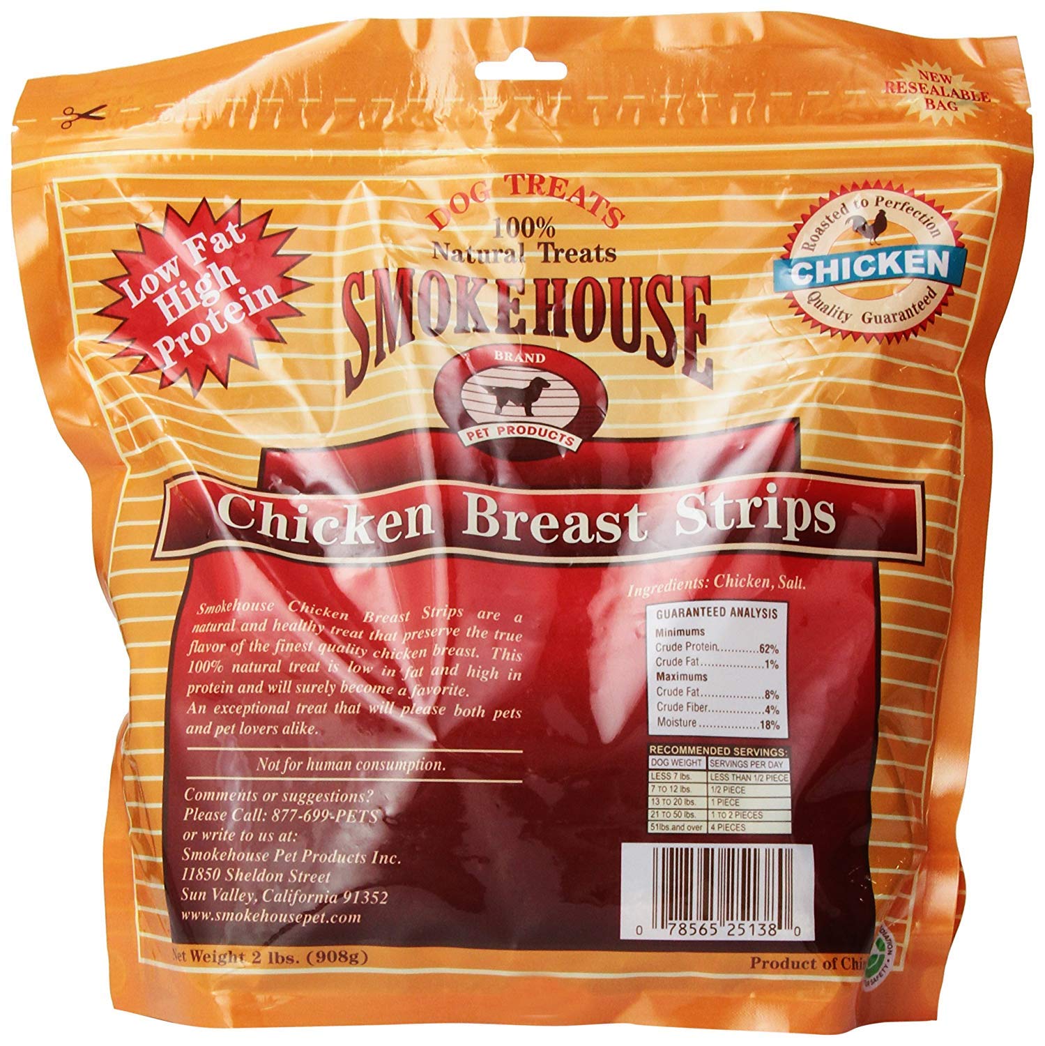 Smokehouse Treats Chicken Breast Strips closeup highlights lean protein and savory scent for rewarding pups