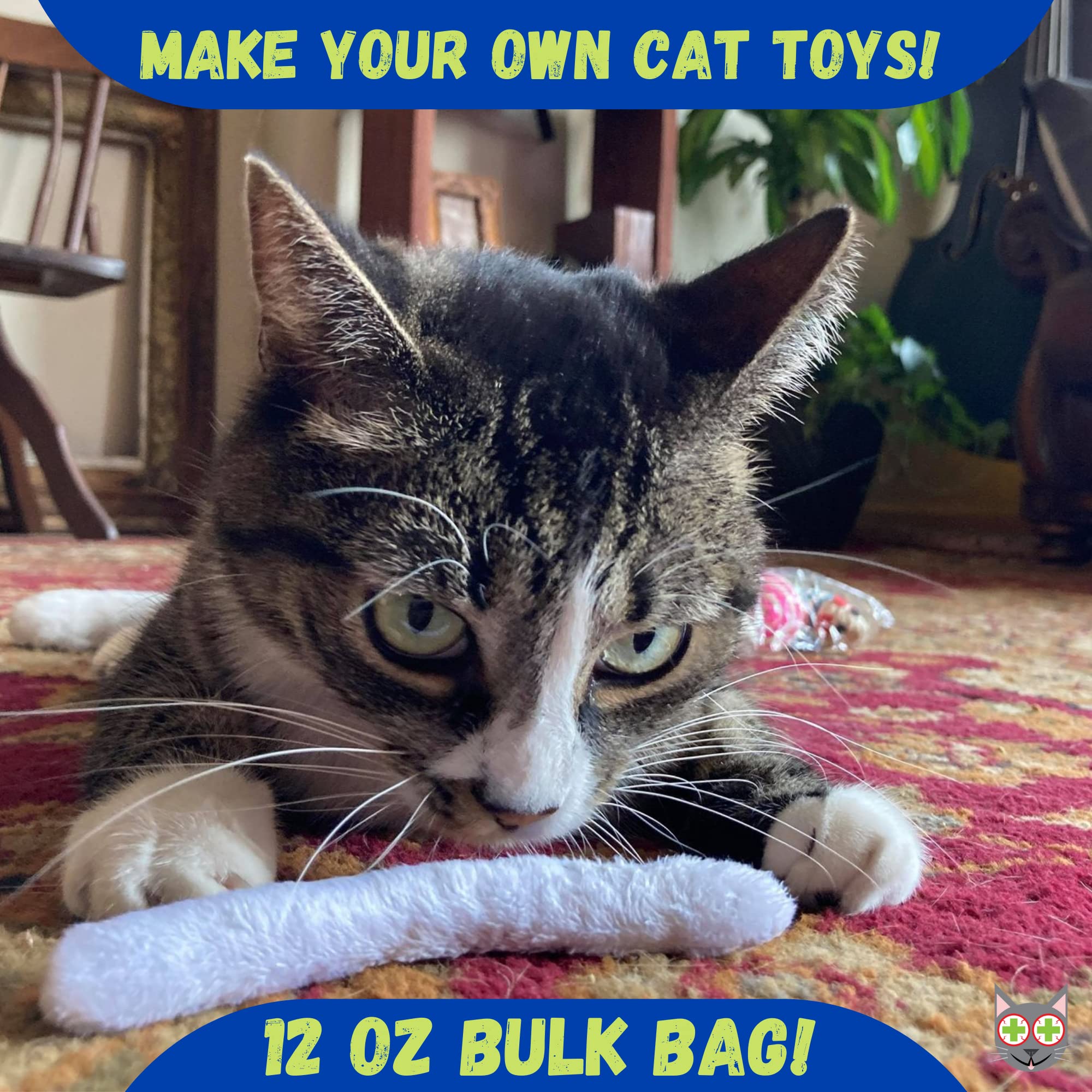 Smokey's Stash catnip for kitty toys boosts chewing and tossing playtime.
