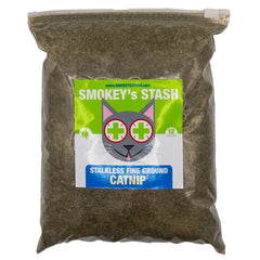 Smokey's Stash catnip ground 12oz bag ready for playtime and enrichment.