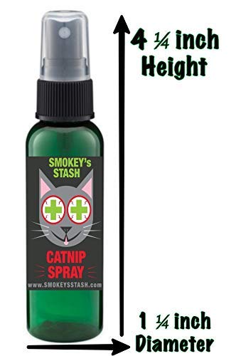 Smokey's Stash catnip spray aroma diffuses to invite sniffing and play