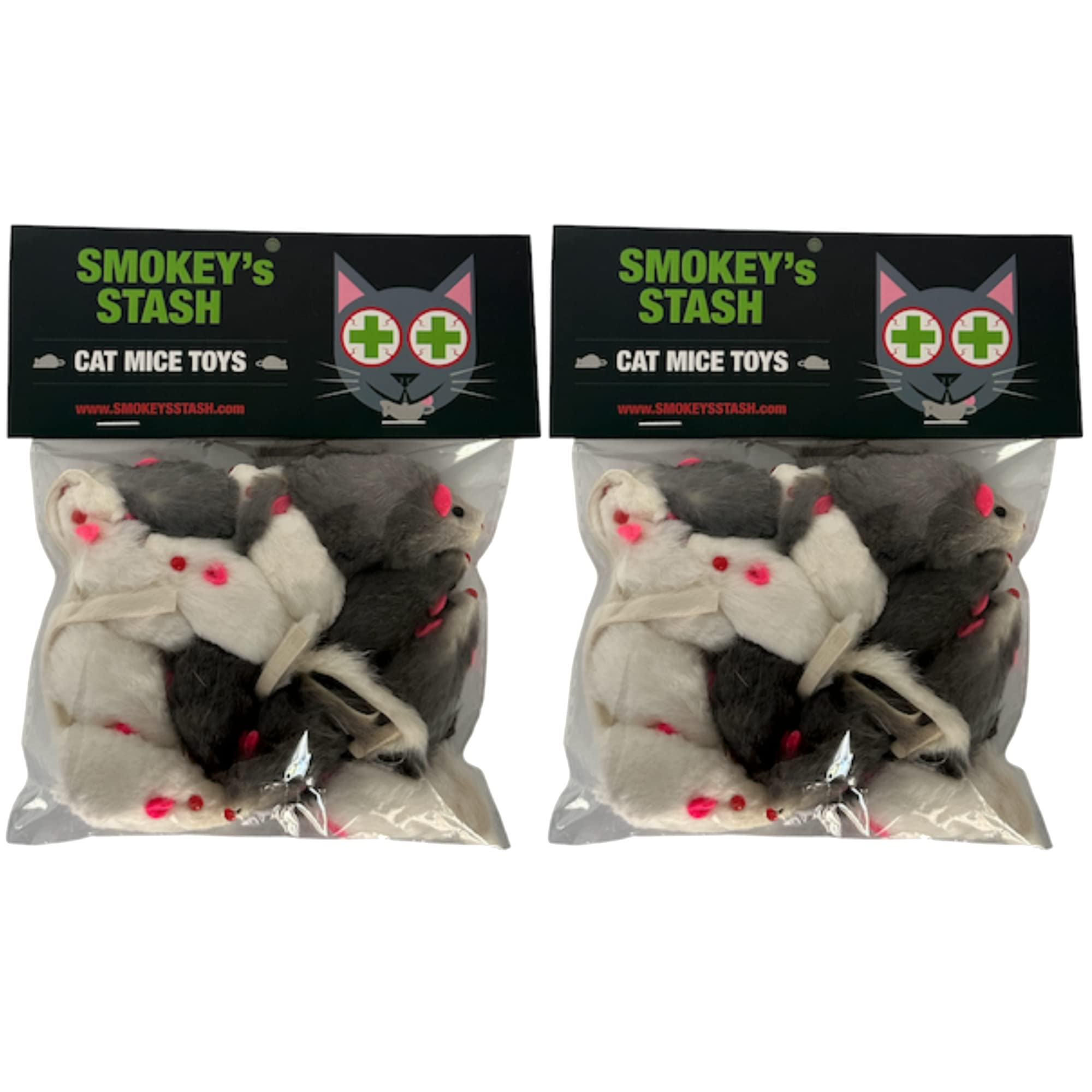 Smokeys Stash rabbit fur mouse white, soft texture for gentle interactive play.