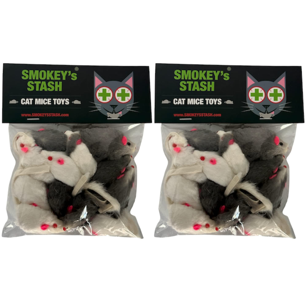 Smokeys Stash rabbit fur mouse white, soft texture for gentle interactive play.