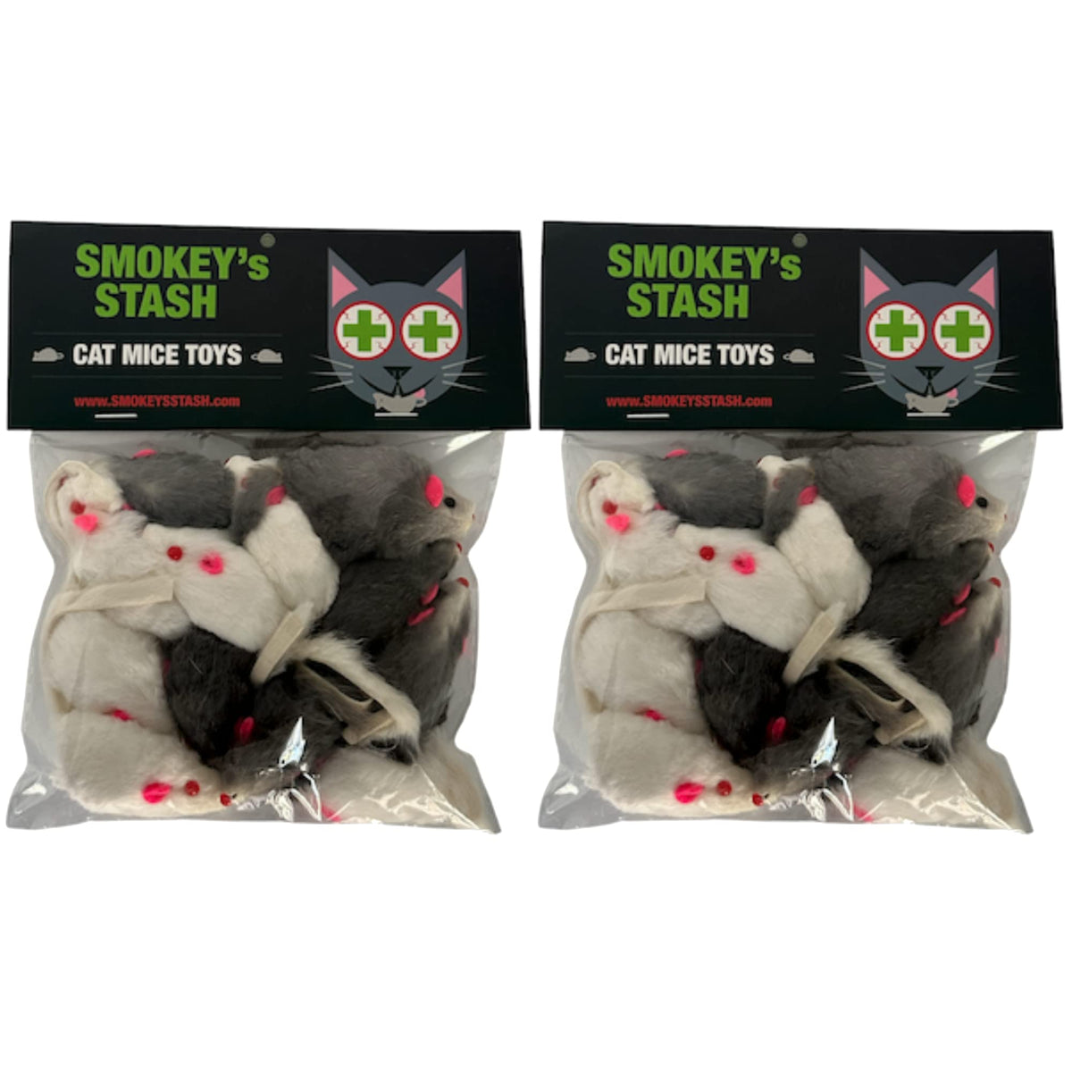 Smokeys Stash rabbit fur mouse white, soft texture for gentle interactive play.