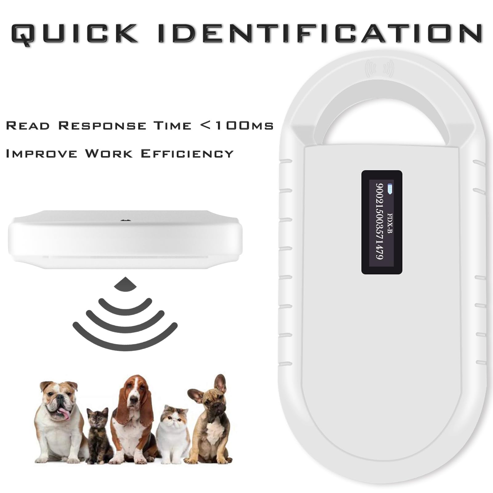 Smoostart Microchip Scanner wide scan range improves recognition.