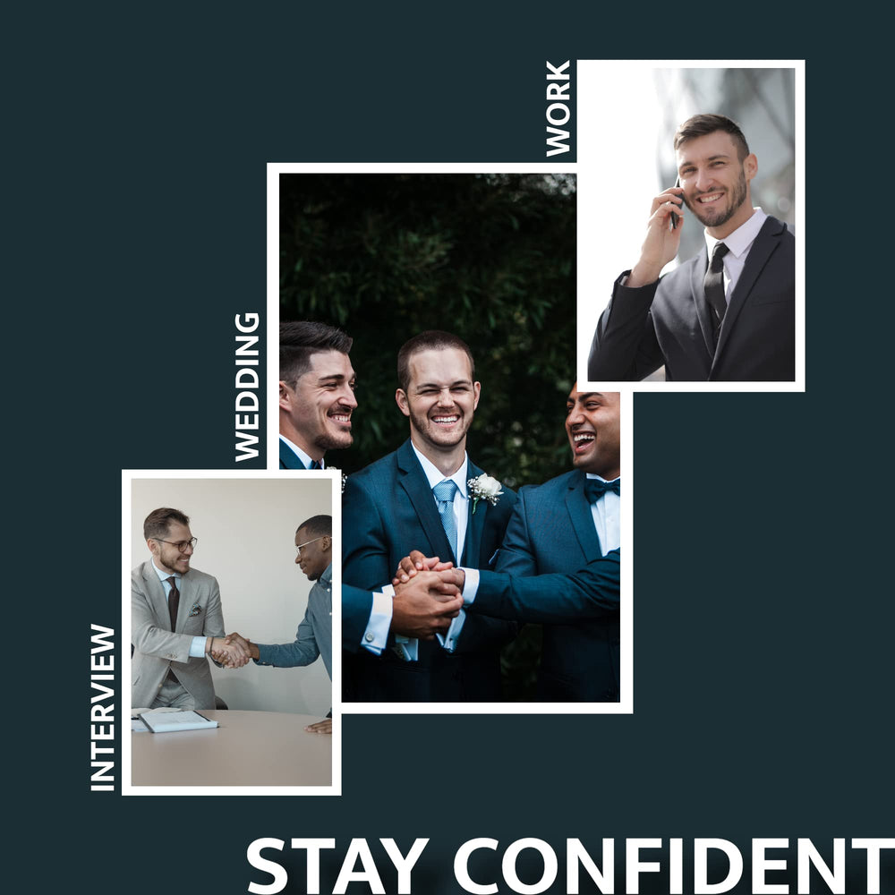 Smooth Stays measuring guide shows correct size for neat, uniform shirt collars.