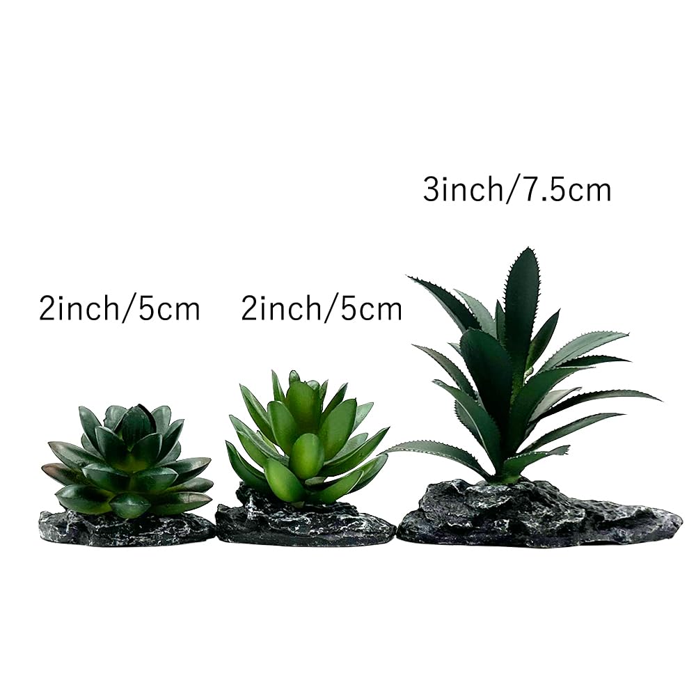 Smoothedo-Pets dark-green-3pcs artificial plants in chameleon enclosure offer visual depth