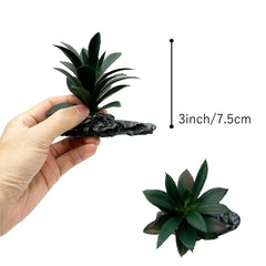 Smoothedo-Pets dark-green-3pcs artificial plants showcased in gecko tank enhance realism