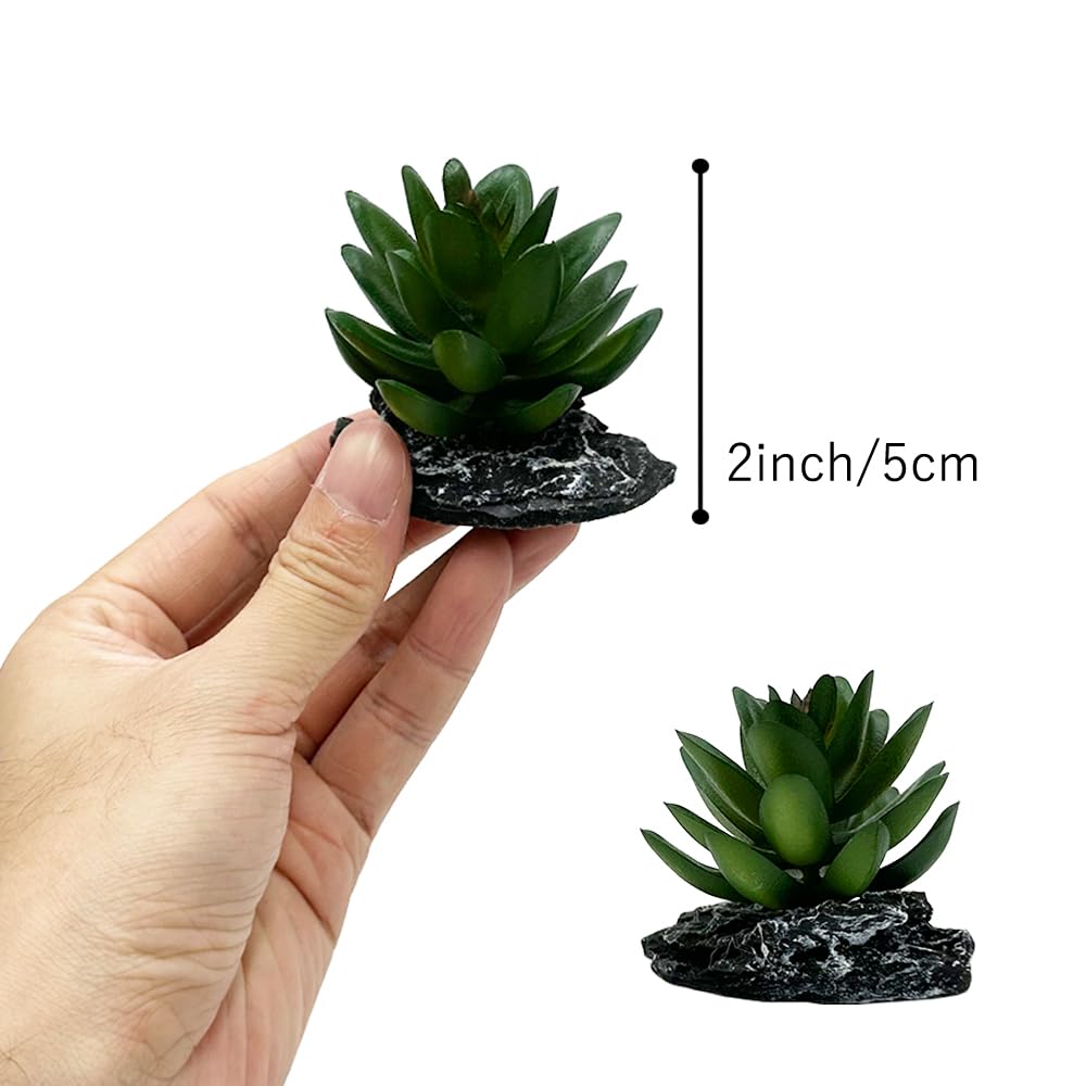 Smoothedo-Pets dark-green-3pcs artificial plants in lizard habitat provide natural hiding spots