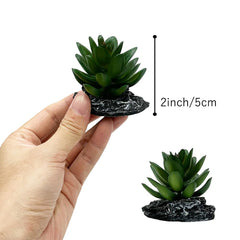 Smoothedo-Pets dark-green-3pcs artificial plants in lizard habitat provide natural hiding spots
