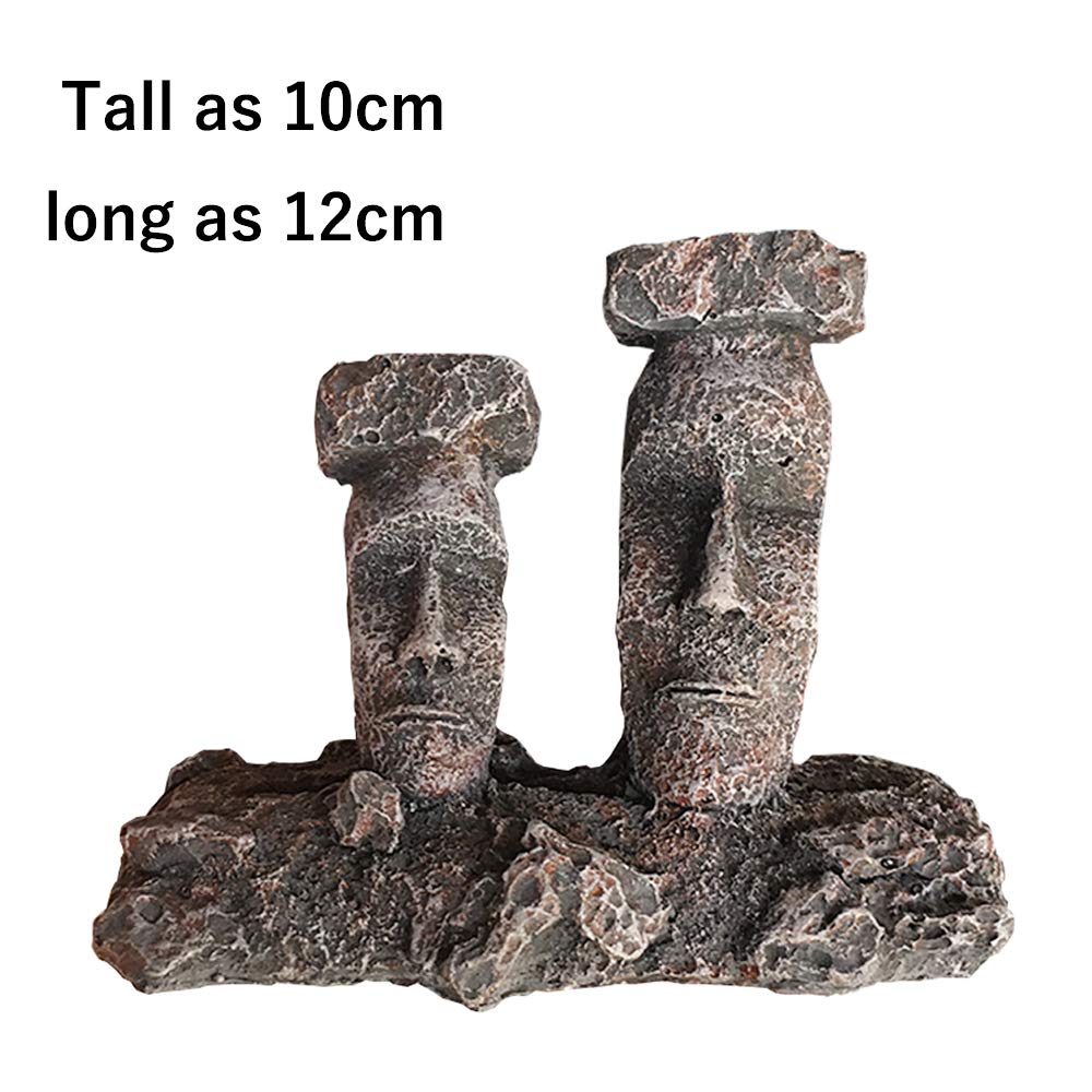 Smoothedo-Pets Moai aquarium ornament closeup highlights rugged stone texture.