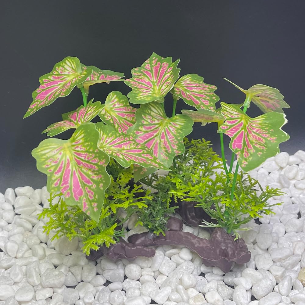 Smoothedo-Pets Rainforest Leafs Pink Small Set pink leaves brighten tank accents.
