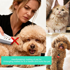 Smoothway flea comb in use on a dog with long hair.