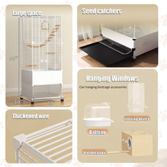 SNAAT bird cage sliding-doors enable quick feeding without disturbing your birds