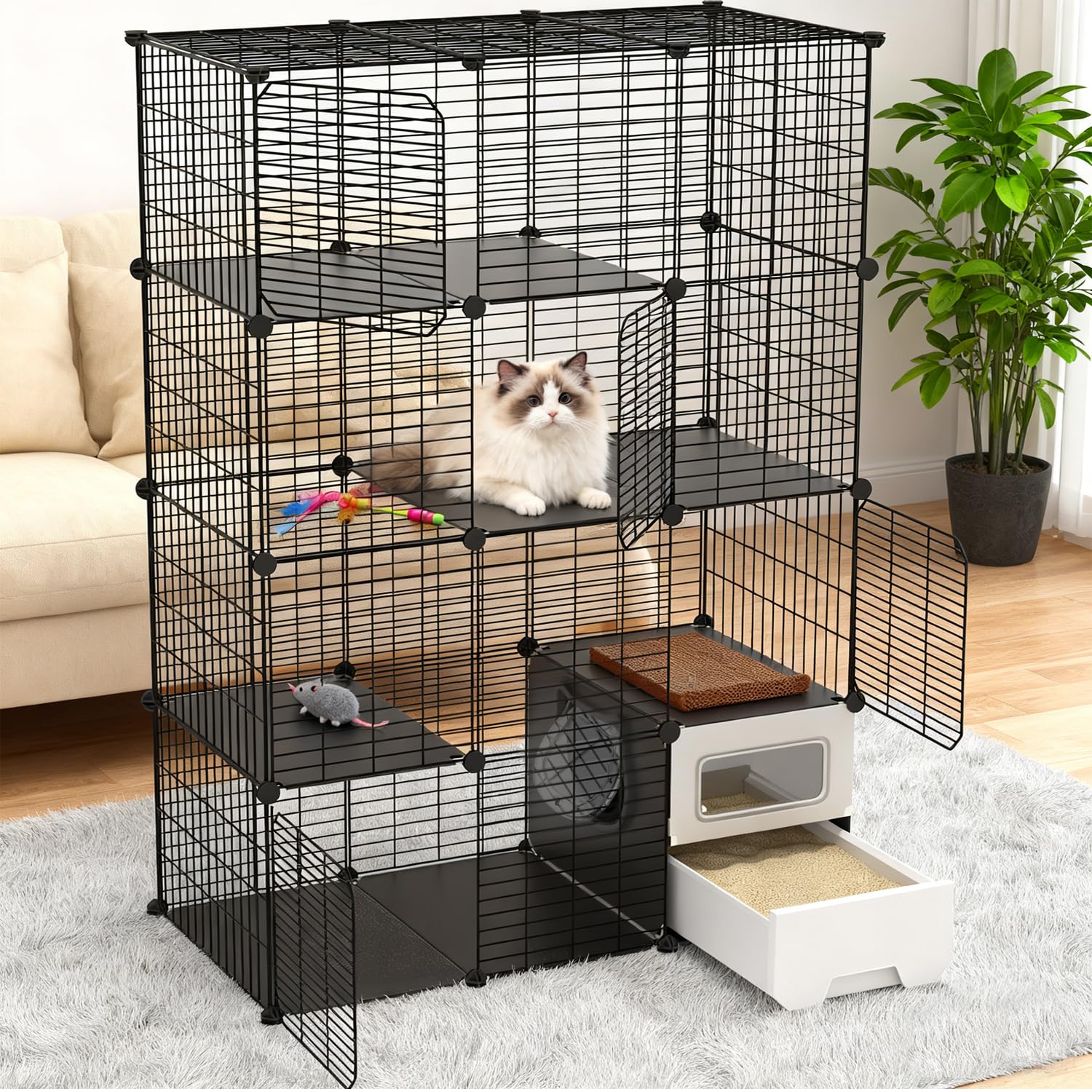 SNAAT Cat Cage Detachable Metal Frame—portable and versatile setup.