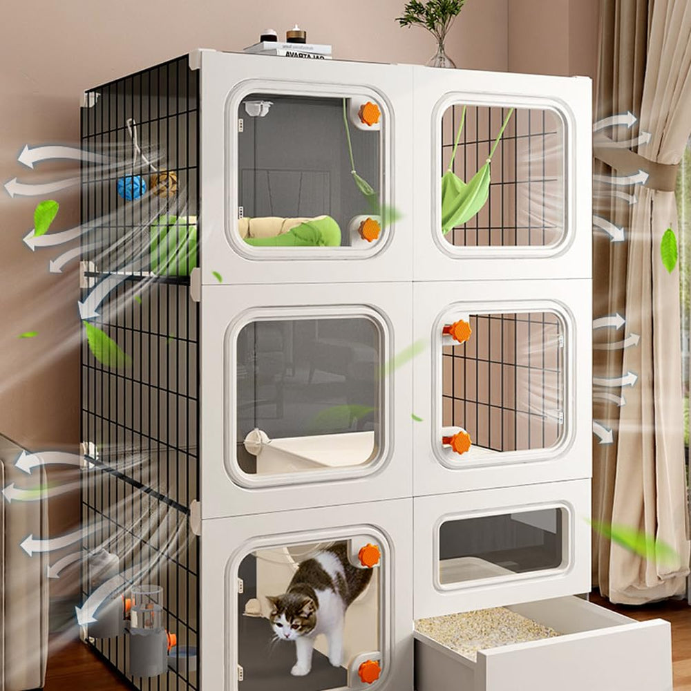 SNAAT Cat Cage easy-assembly guide reveals tool-free setup.