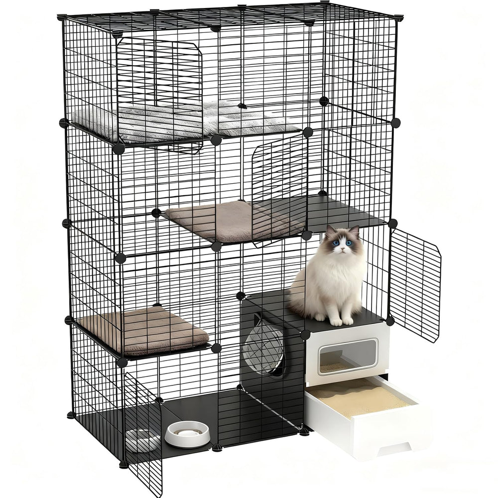 SNAAT Cat Cage Indoor Litter Box—spacious play area for 1–2 cats.