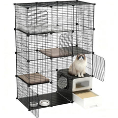 SNAAT Cat Cage Indoor Litter Box—spacious play area for 1–2 cats.