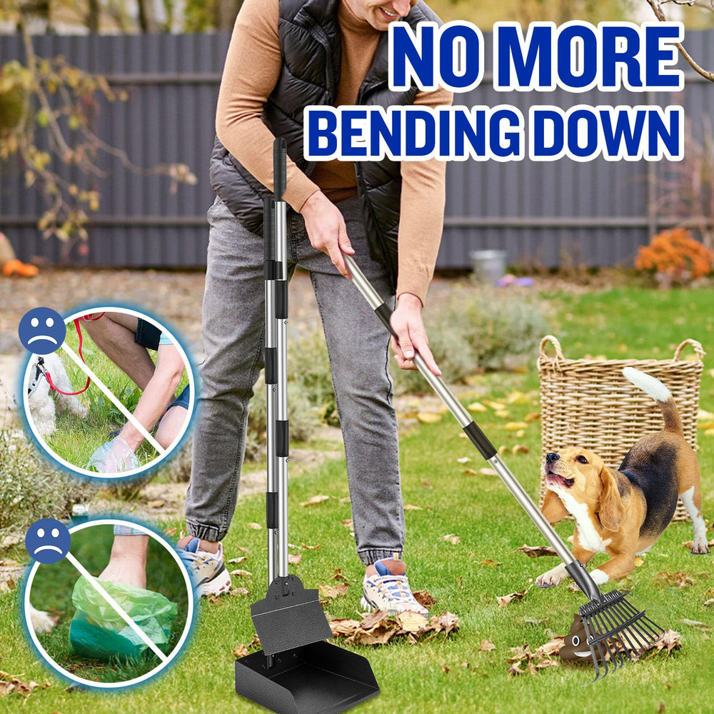 Snagle Paw 38in adjustable handle shown for easy reach during cleanup
