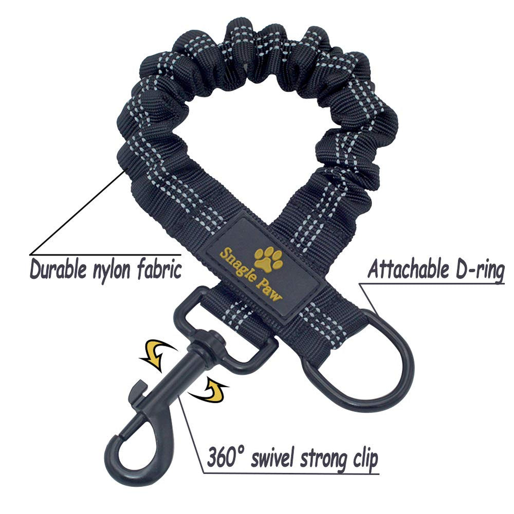 Snagle Paw bungee leash extension demonstrates elastic latex for safer sprints and jogs