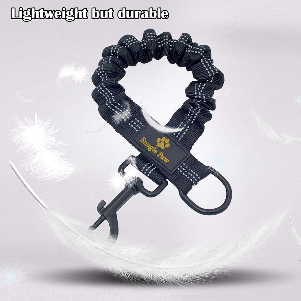 Snagle Paw bungee leash extension with reflective stitching increases visibility at dawn and dusk