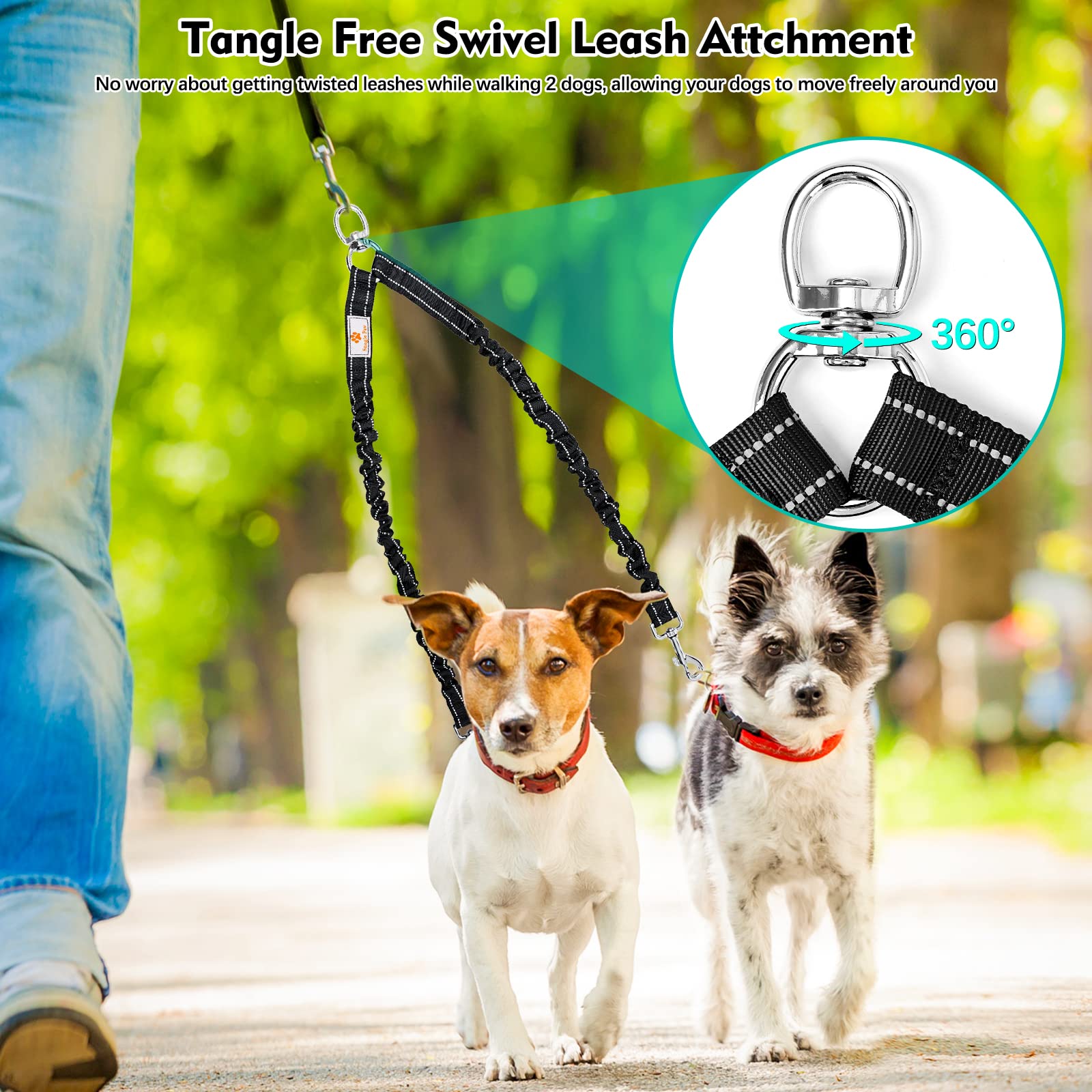Snagle Paw bungee leash absorbs shocks for comfortable, smooth walks