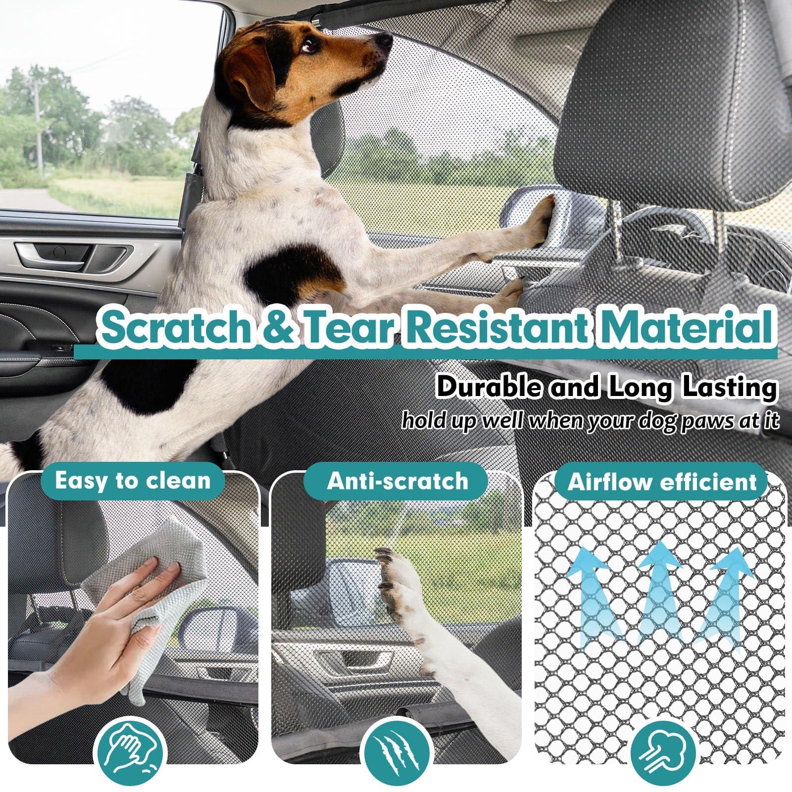 Snagle Paw barrier folded for storage saves cabin space.