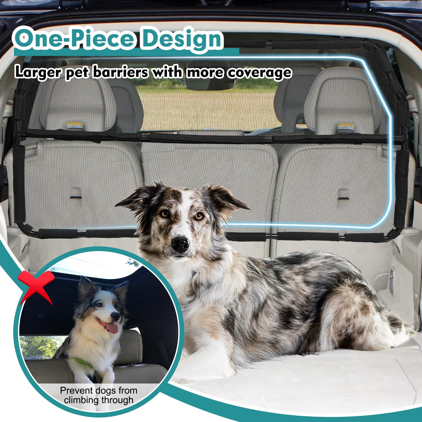 Snagle Paw barrier installed on the second row demonstrates secure fit and reduced distractions.