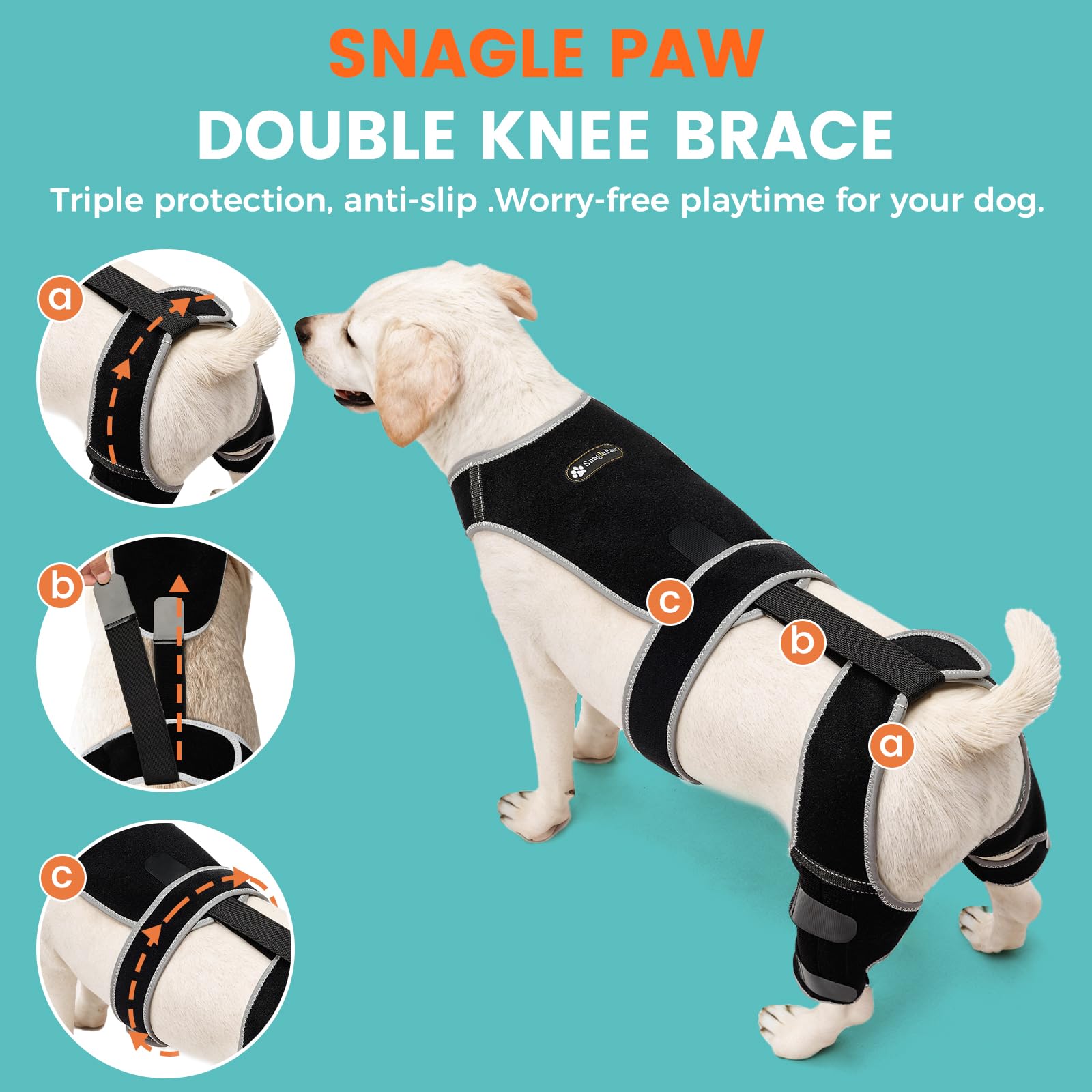 Snagle Paw triple-anti-slip design helps keep the knee brace in place during activity.