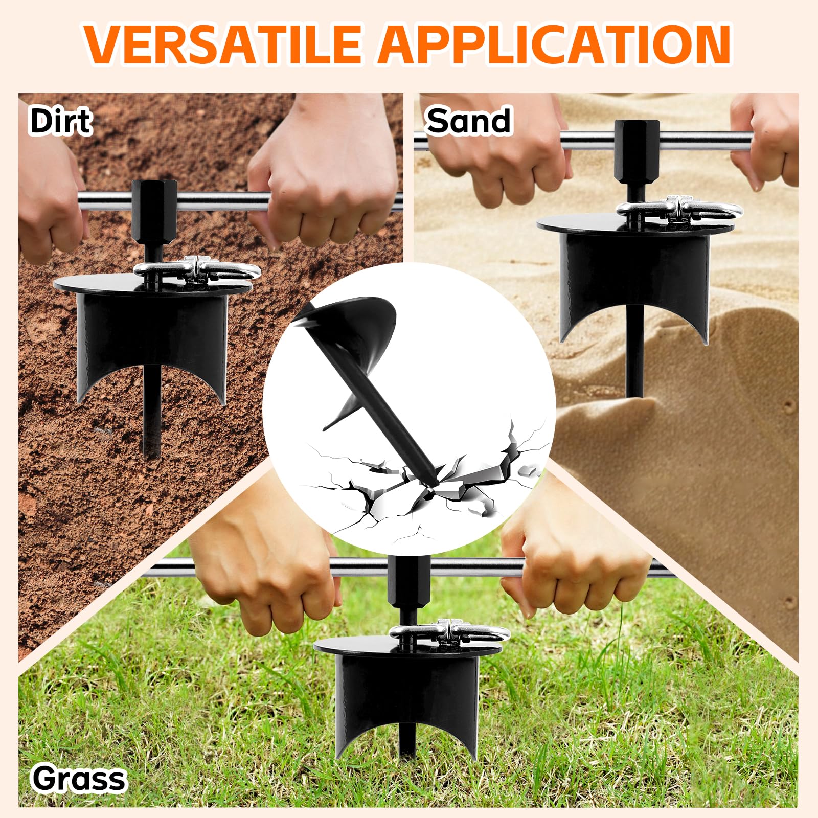 Snagle Paw stake works on sand, clay, and rock surfaces for versatile use.