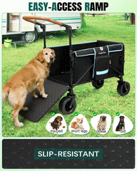 Snagle Paw Extra Large Dog Stroller front view showing expandable tailgate space for larger dogs