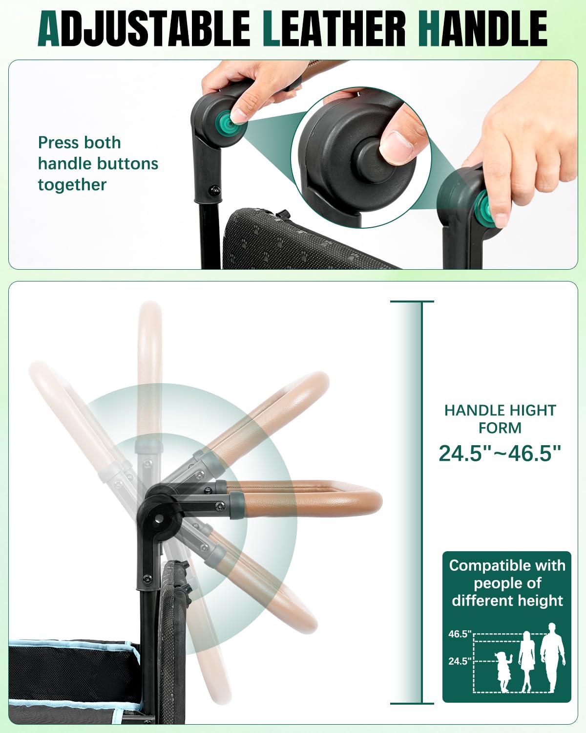 Snagle Paw adjustable leather handle reduces arm fatigue during long walks