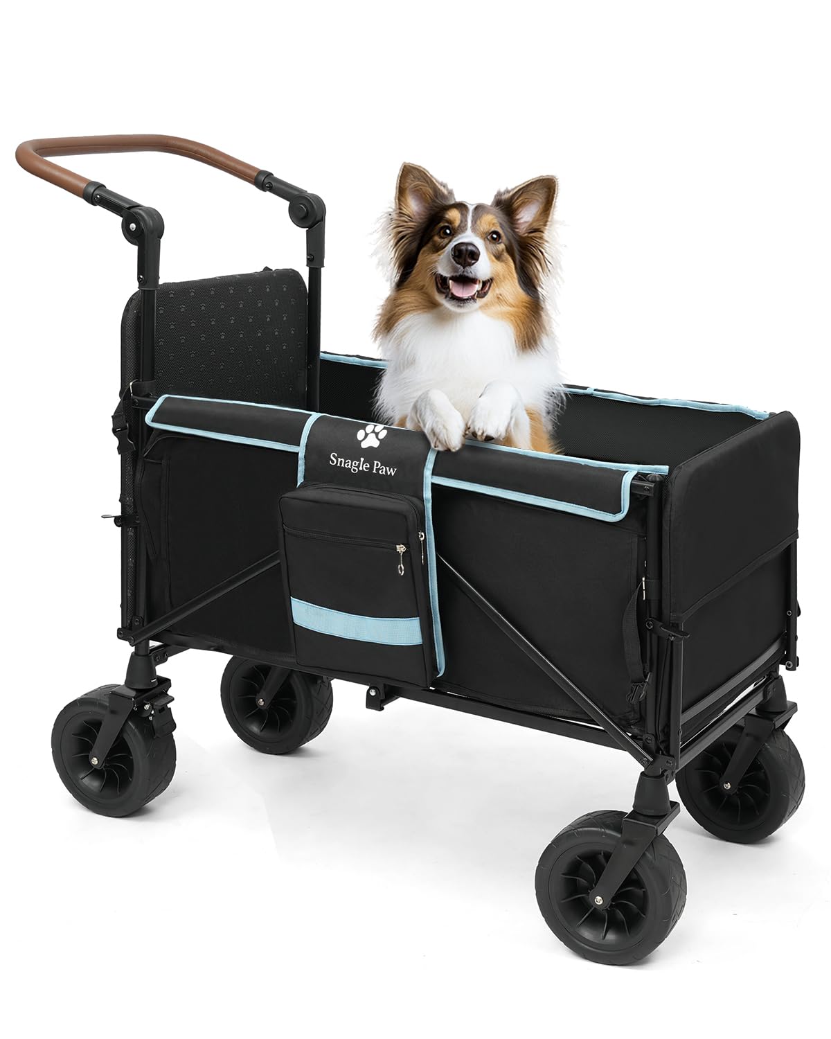 Snagle Paw Extra Large Dog Stroller side view with all-terrain wheels for park outings