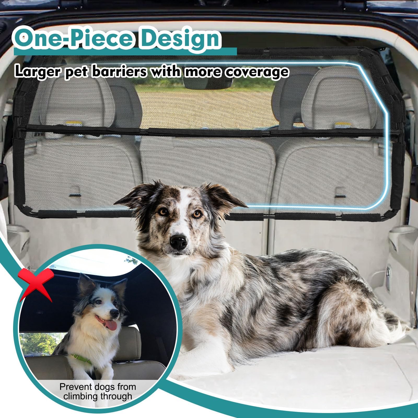 Snagle Paw see-through net barrier maintains visibility while reducing driver distraction