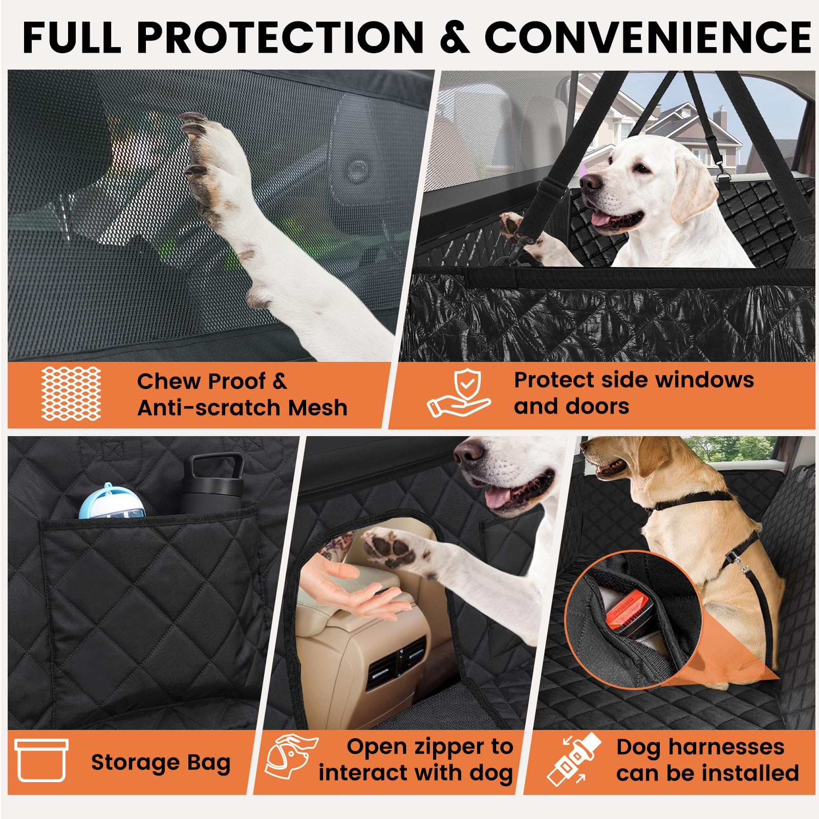 Snagle Paw universal fit back seat barrier installs easily in SUVs and trucks