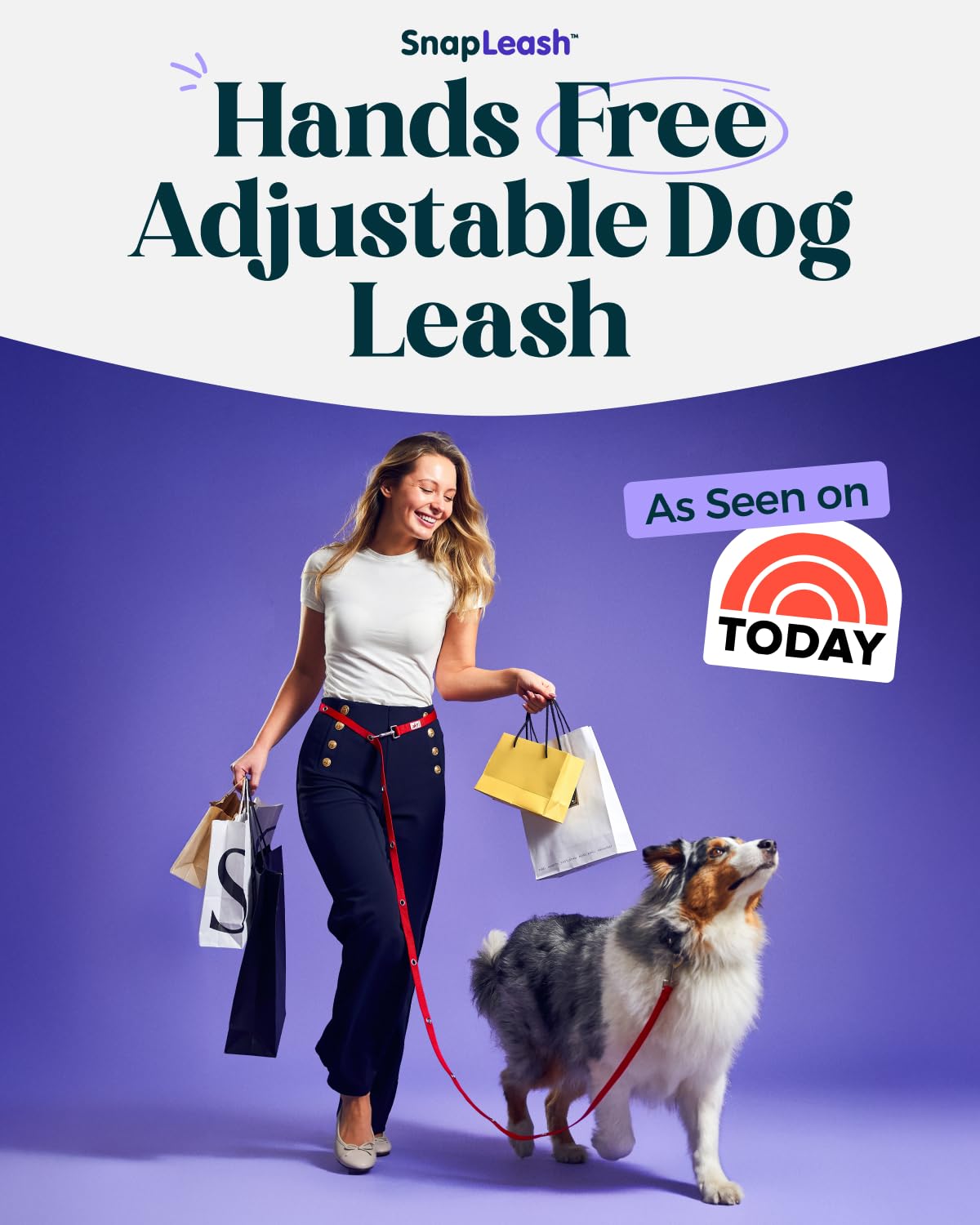 SnapLeash waist-strap padded handle delivers comfortable control.