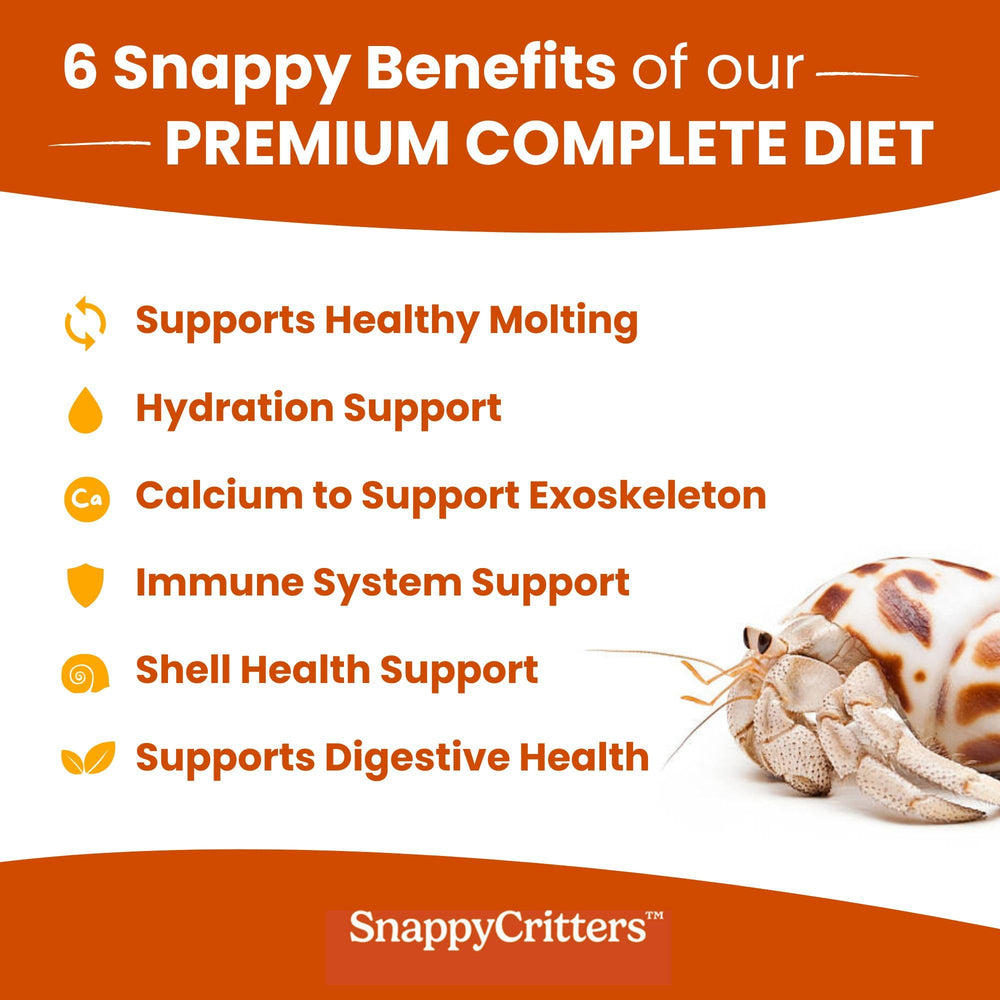 SnappyCritters Hermit Crab Food ingredients emphasize non-GMO grains for balanced nutrition.