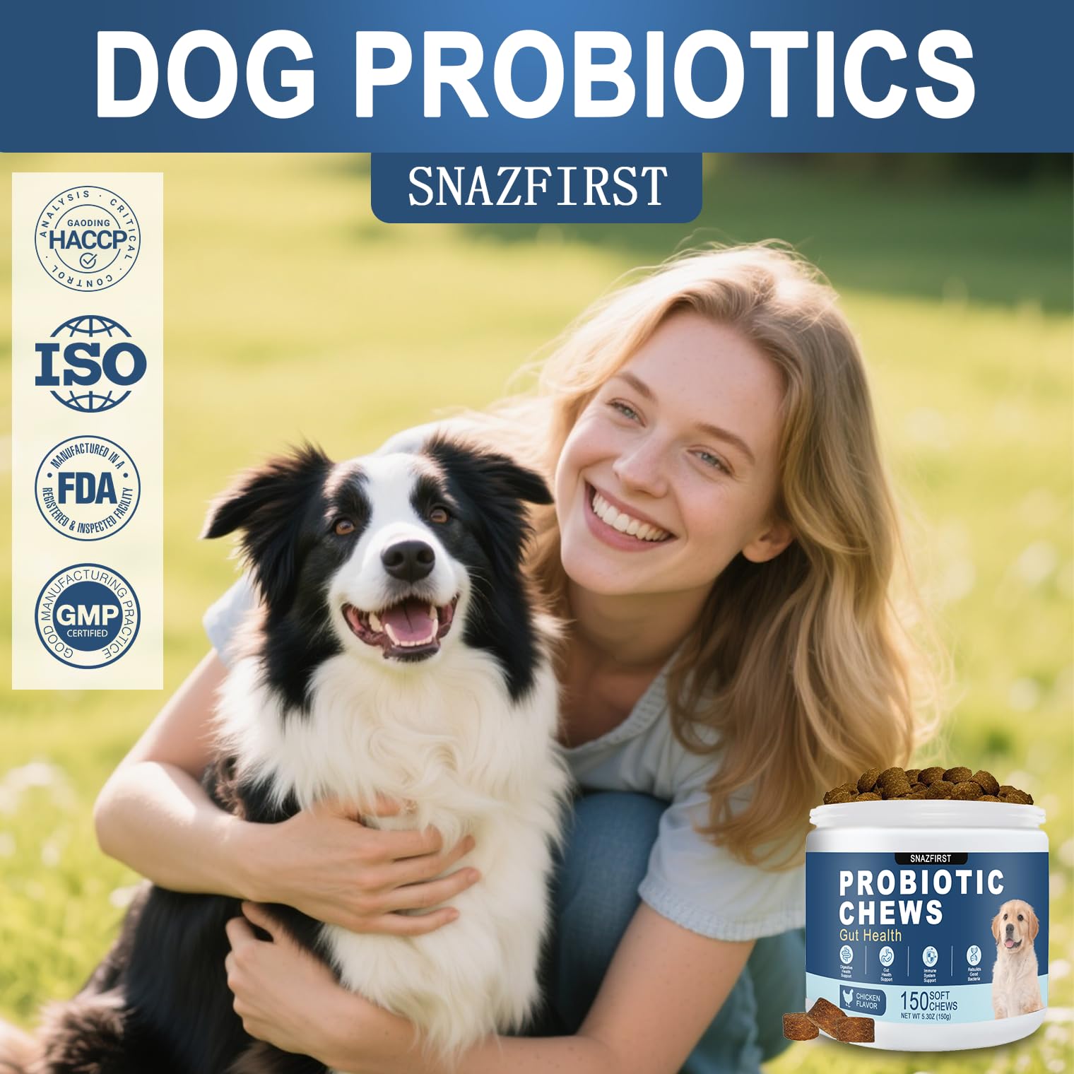 SnazFirst dog probiotics chews texture soft conveys easy bite for dogs.