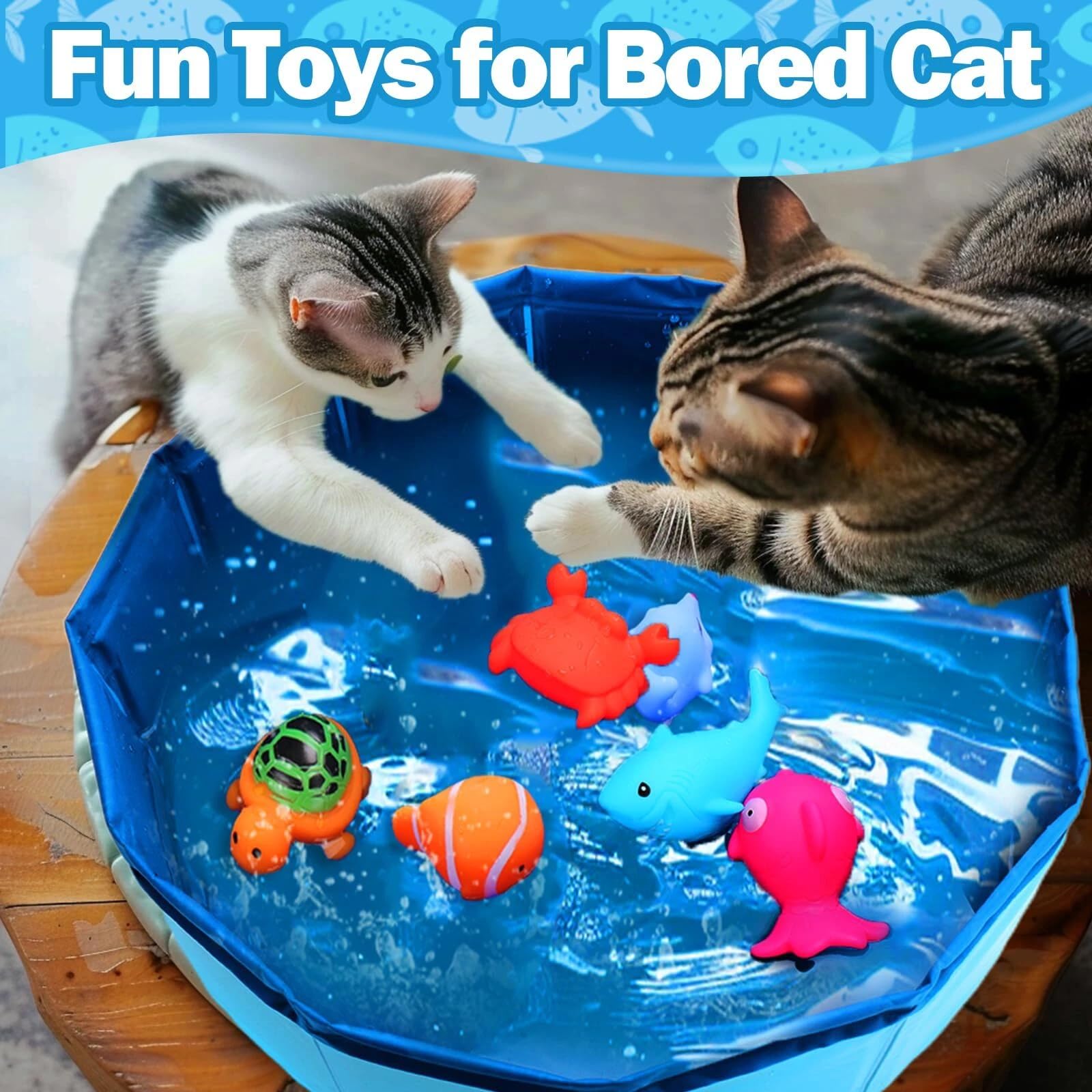 Sndperiexam colorful pool cat toy image—fish-inspired shapes spark purring-inducing play sessions.