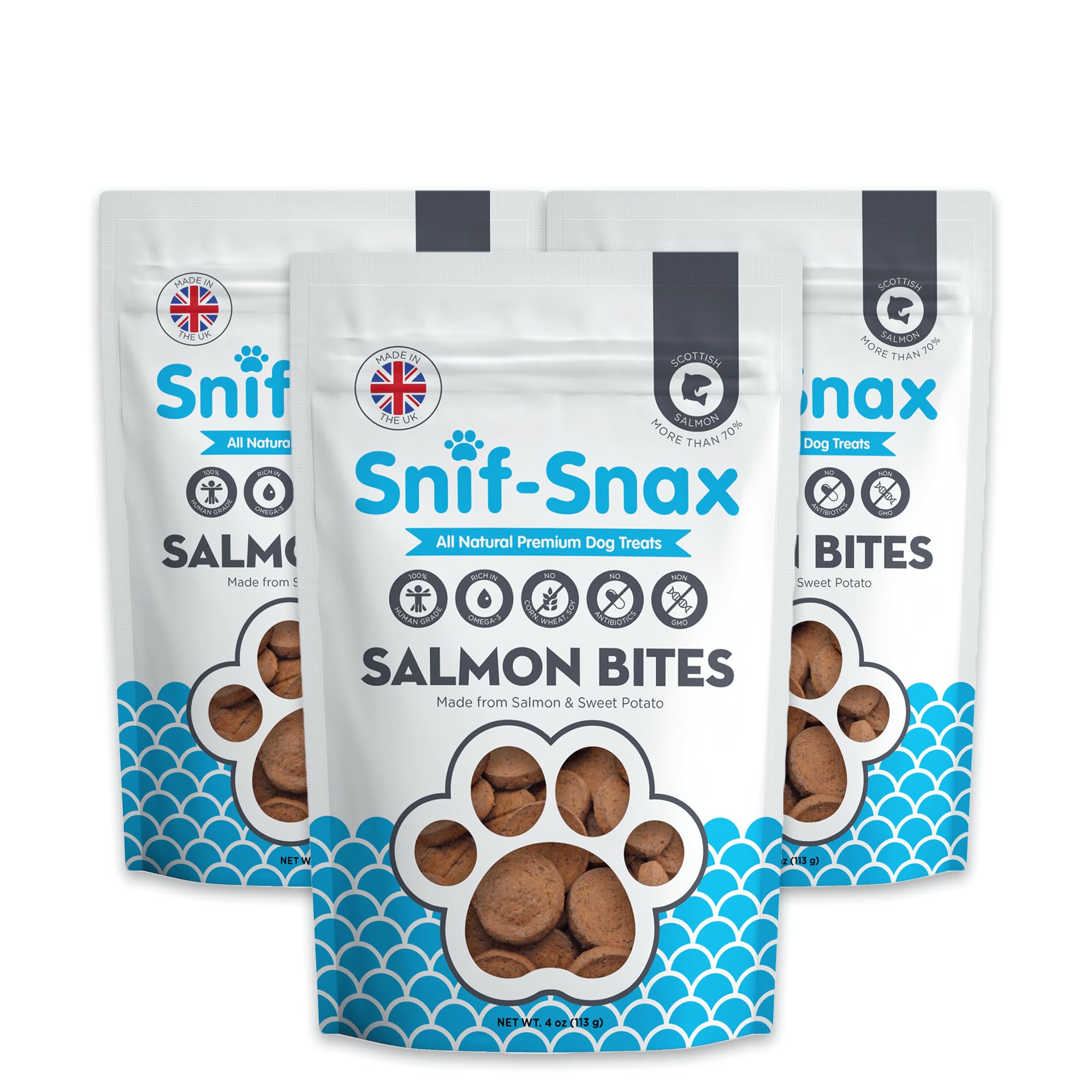 Snif-Snax Bocados de Salmón Pack 3: recompensa ideal para entrenamiento