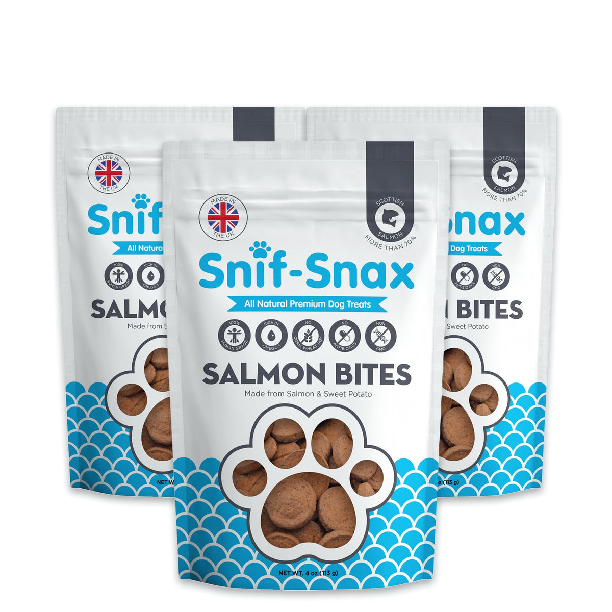 Snif-Snax Bocados de Salmón Pack 3: recompensa ideal para entrenamiento