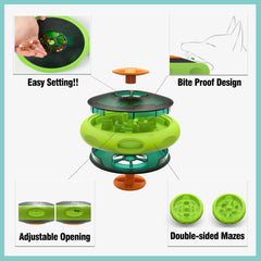 Sniffiz SmellyUFO dual-maze chambers support longer play and varied problems.