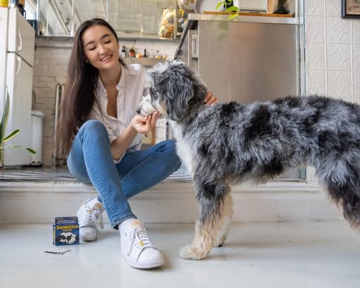 SnoreStop for Pets highlights natural ingredients for gentle anti-snoring support.